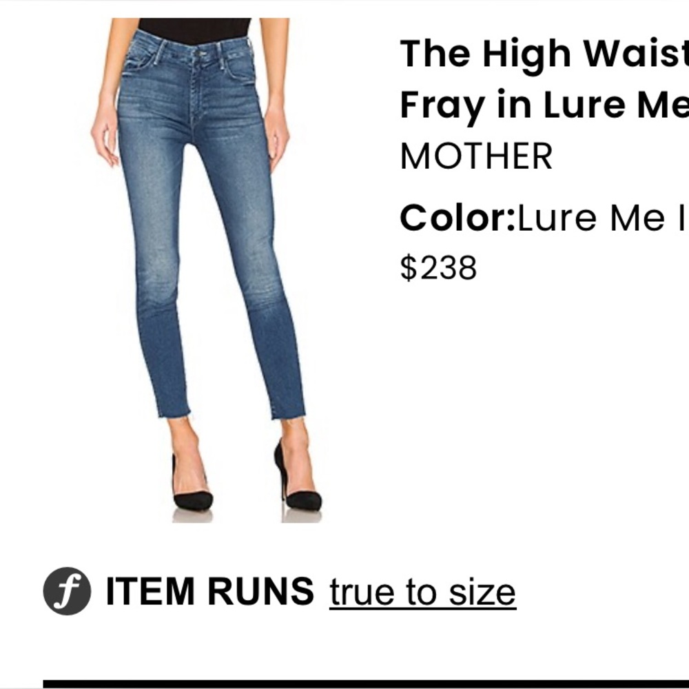 MOTHER High Waisted Looker Ankle Fray, Lure Me In size 34.